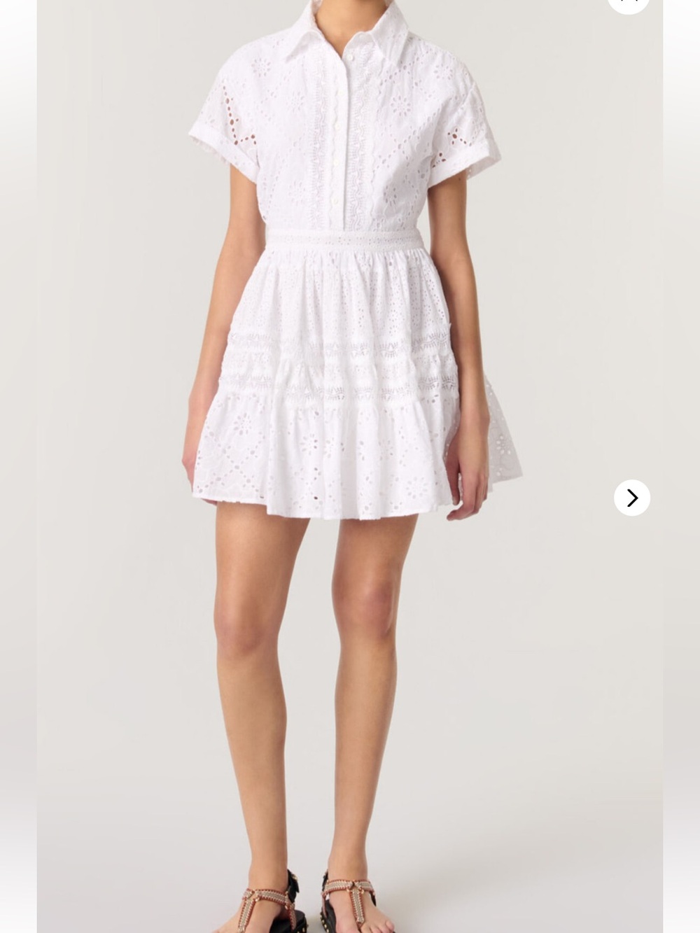 Maje White Eyelet embroidered babydoll dress sz M